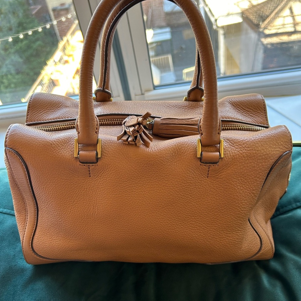 Tory Burch Tan Leather Satchel with Tassel - Picture 8 of 8